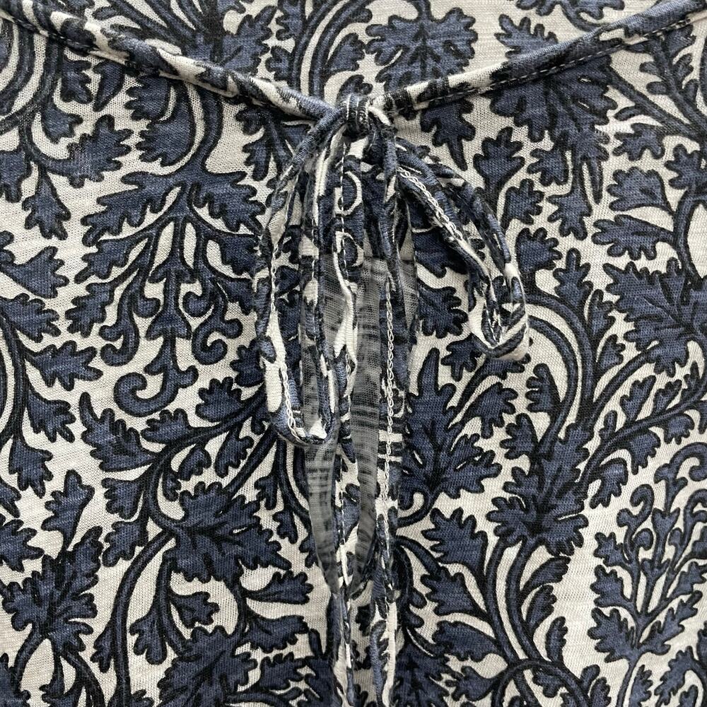 Lucky Brand Vine Print Peasant Top Wide Smocked Cuffs Size Large - Picture 3 of 9